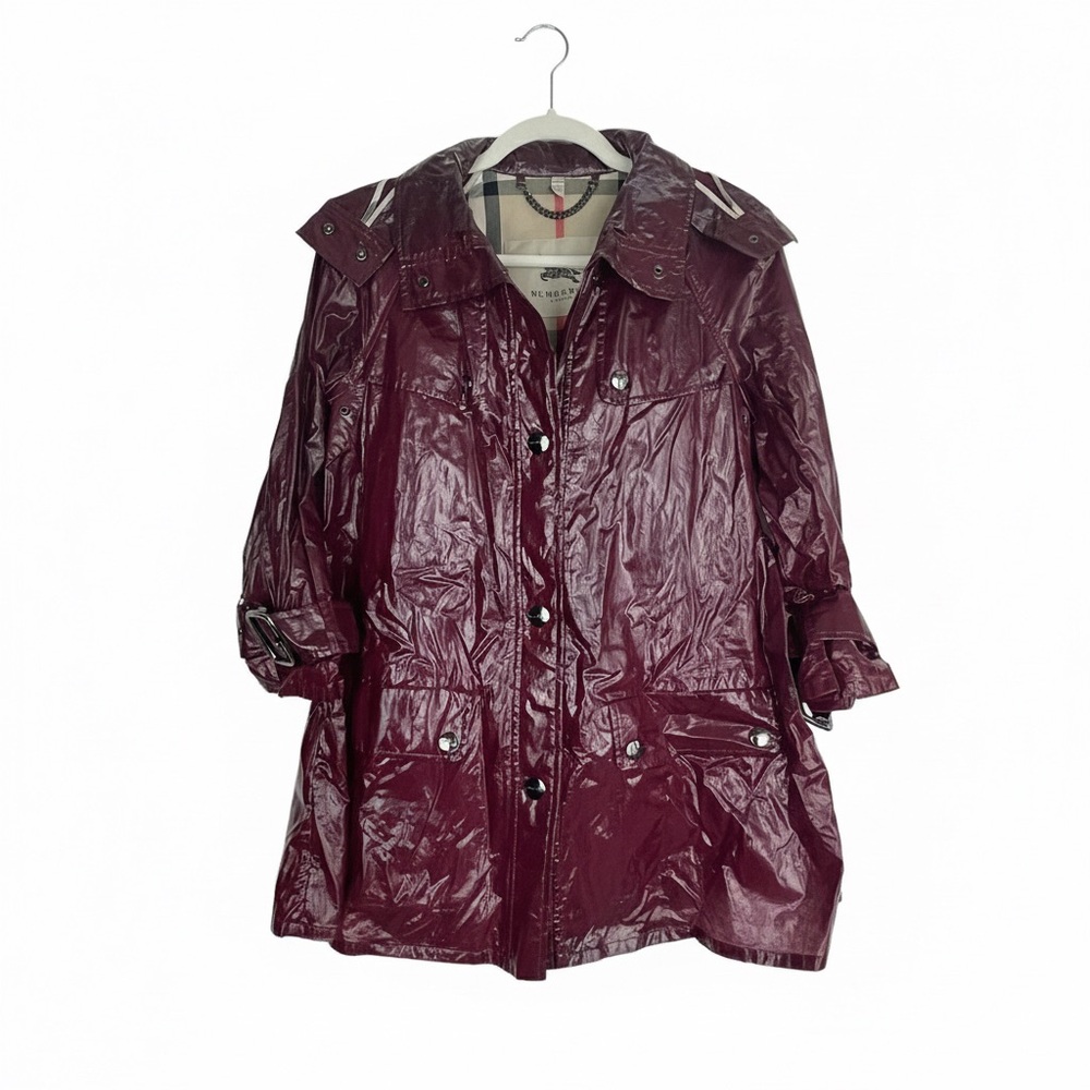 Burberry London Burgundy Waxed Cotton Trench Coat – Size 6 (UK 8)